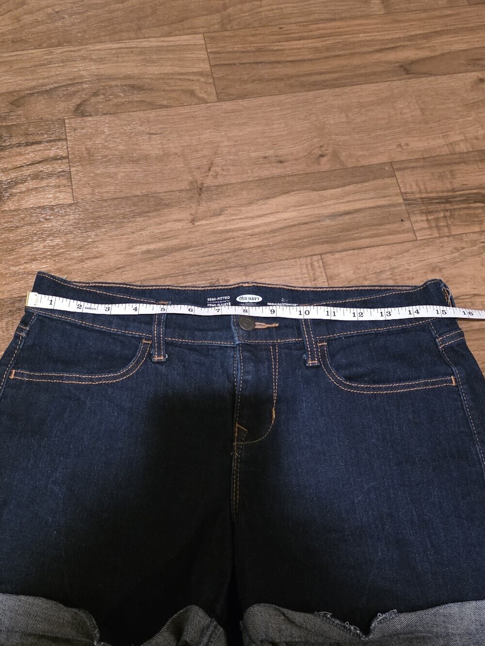 Dark Indigo Rolled-Hem Women's Denim Shorts - Picture 5 of 6